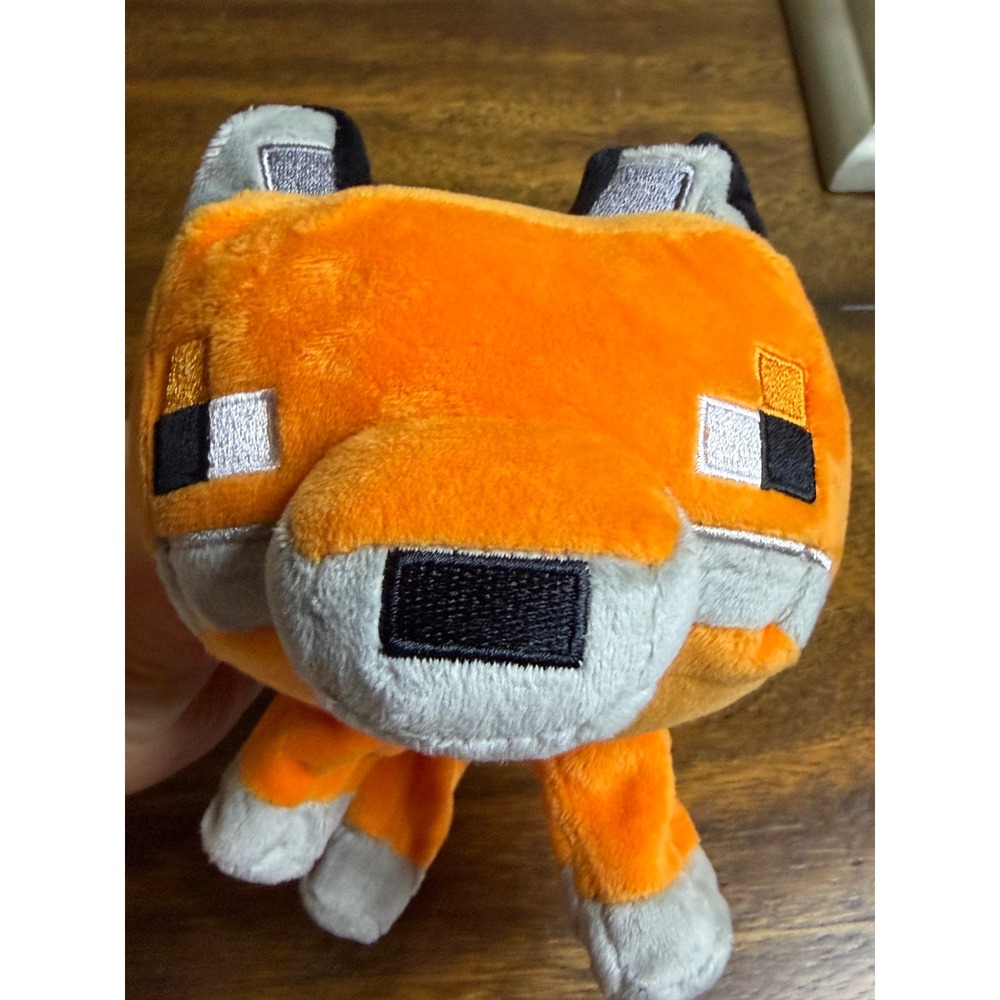 Minecraft Fox Plush Mojang Studios Orange Pixelated Stuffed Animal Toy